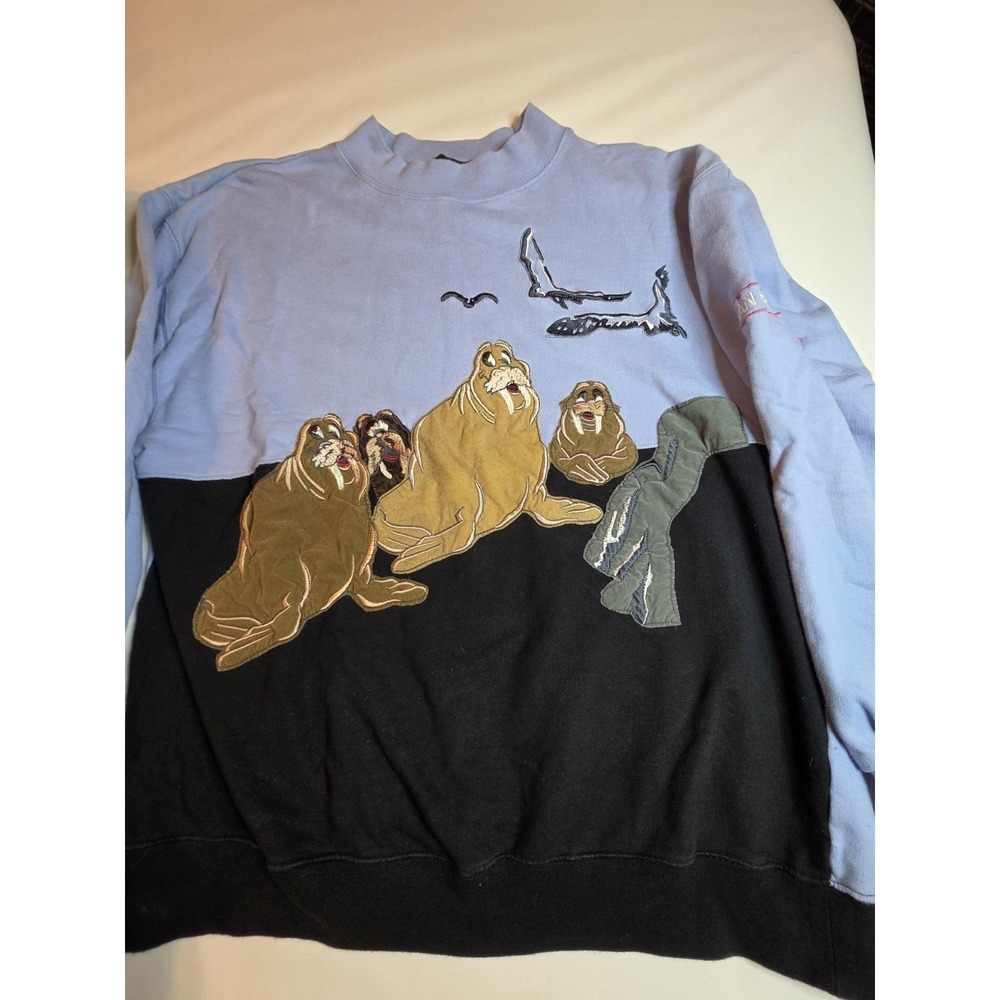 Vintage 90s San Francisco Pier 39 Sea Lion Sweatshirt Large Embroidered Applique